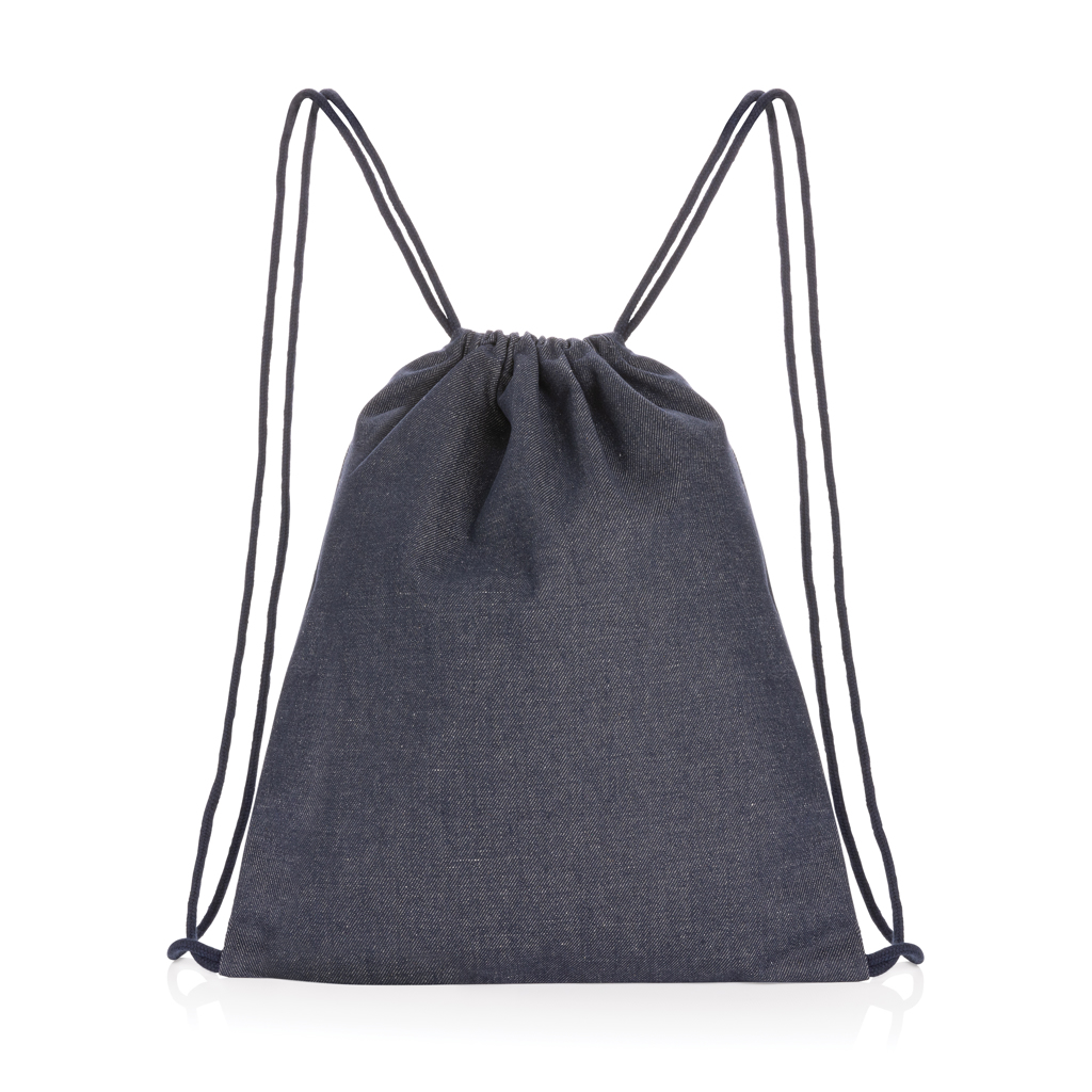 Impact AWARE recycled denim drawstring backpack