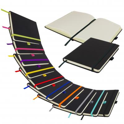Deniro A5 Lined Soft Touch Black Pu Notebook With Contrasting Features