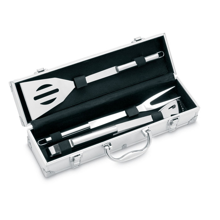 Asador 3 BBQ tools in aluminium case