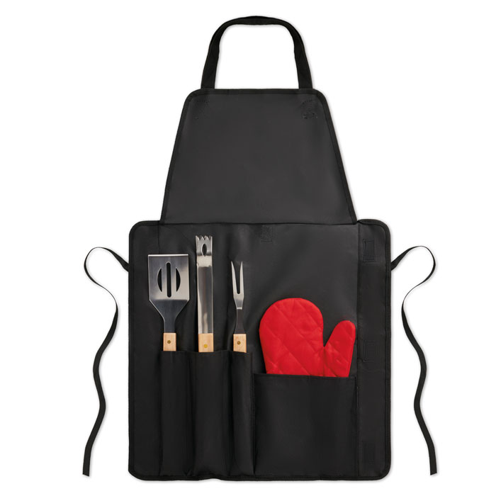 Donau East BBQ apron with BBQ tools
