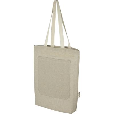 Pheebs 150 g/m² recycled cotton tote bag with front pocket 9L