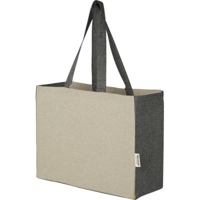Pheebs 190 g/m² recycled cotton gusset tote bag with contrast sides 18L