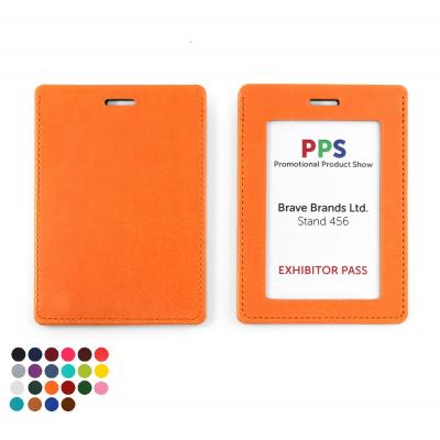 Pu Landscape Id Card Holder For A Lanyard Or Clip 2