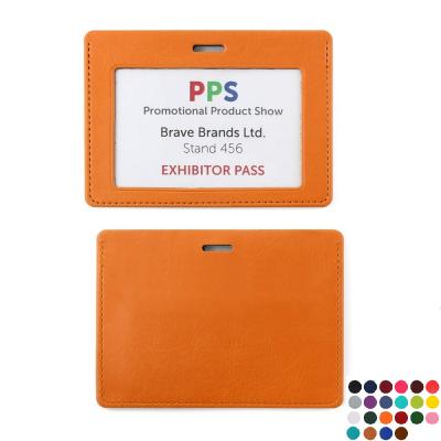 Pu Landscape Id Card Holder For A Lanyard Or Clip