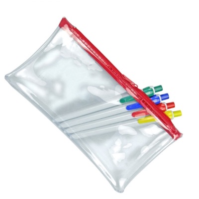 Pvc Pencil Case Clear Red Zip