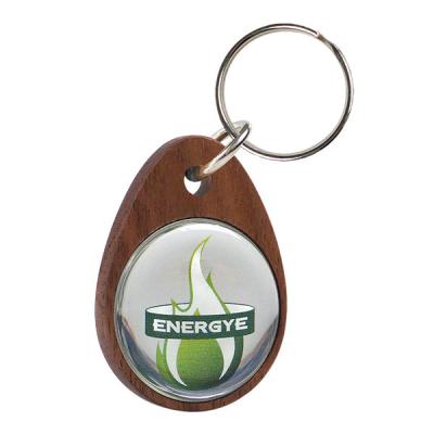 Real Wood Keyring With Domed Metal Insert