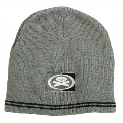 Skull acrylic beanie with stripes