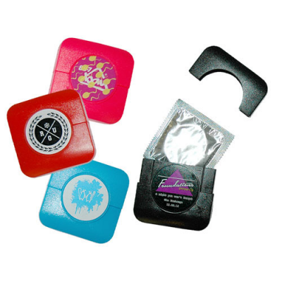 Square Plastic Condom Cases Printed Label
